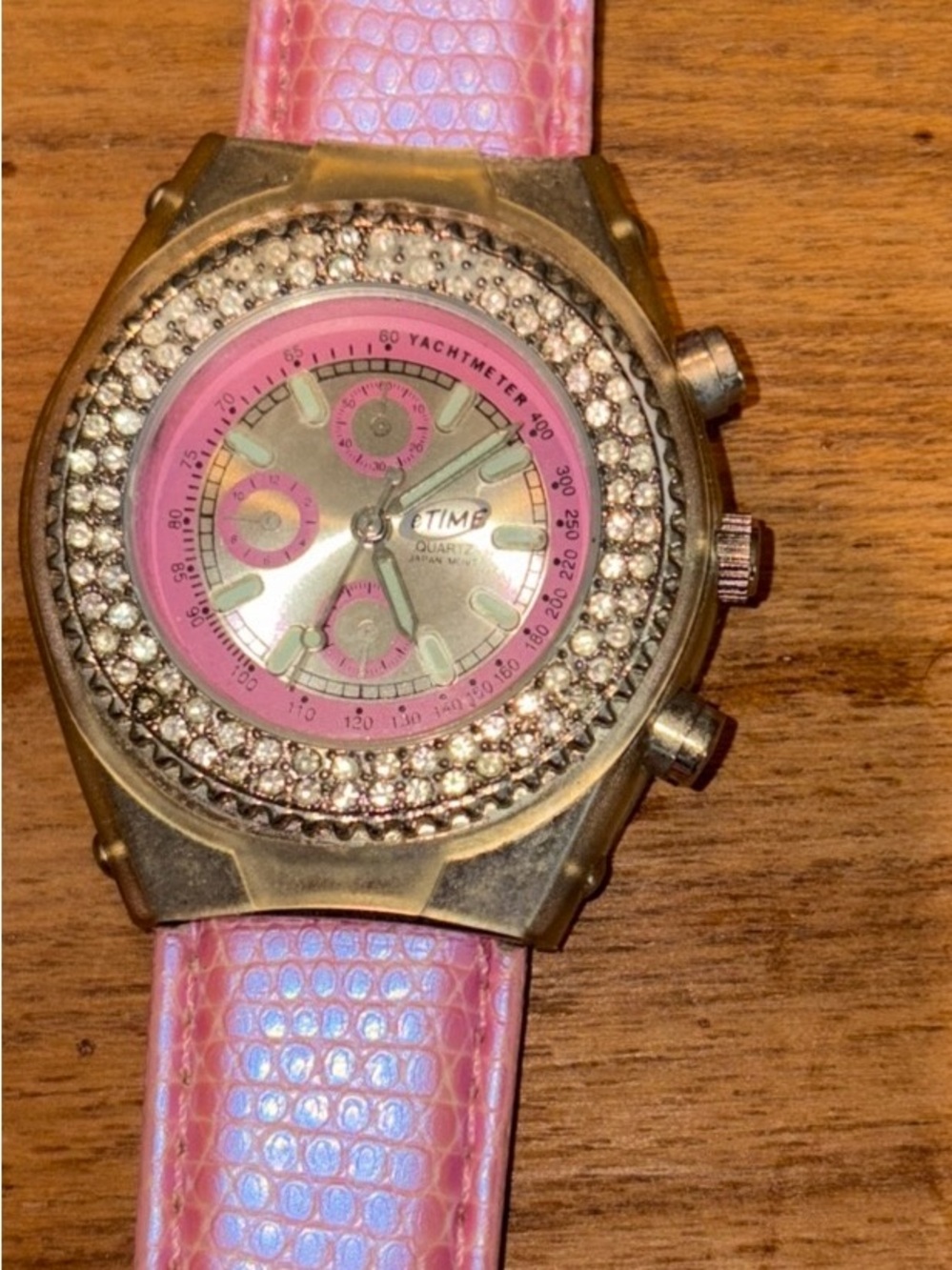 Time and Tru Pink Crystal-Trim Watch with Pink Dial and Strap